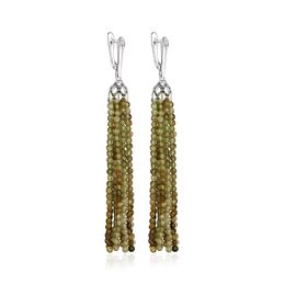 Серьги-кисти из зеленого граната короткие