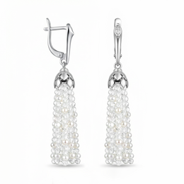 Серьги-кисти из топаза и мелкого жемчуга короткие