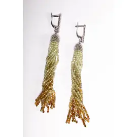 Серьги из зеленого граната (гранат зеленый,серебро -2,61гр.925 -)