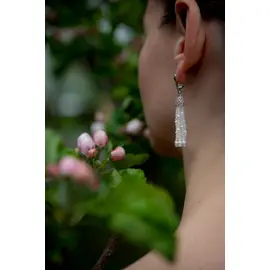 Серьги-кисти в серебре с жемчугом и топазами  (топаз 2,0; жемчуг шар 3,0; фиан.маркиз 2*4-2; Ag - 3,4 гр)