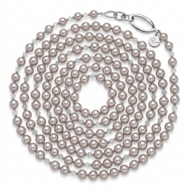 Нить-намотка из серого жемчуга 7 мм, марказита и бусин Swarovski