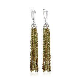 Серьги-кисти из зеленого граната короткие