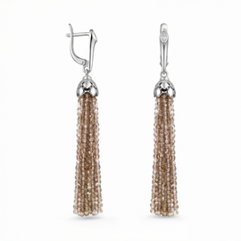 Серьги-кисти из раухтопаза короткие