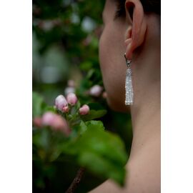 Серьги-кисти короткие с топазами и мелким жемчугом