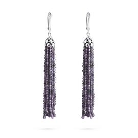Серьги-кисти с иолитом короткие