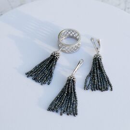 Серьги-кисти из марказита короткие