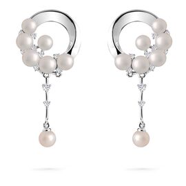 Серьги Созвездие с мелким жемчугом 3-5 мм