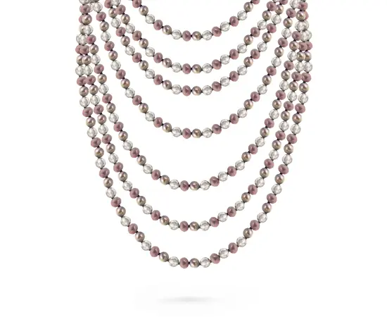 Нить намотка  из коричневого жемчуга 6 мм, пирита и бусин Swarovski в золоте (пр.жемчуг 6 мм, пирит юв.огр. 2 мм, бусины Swarovski, Au - 0,78 гр, Ag - 0,16 гр)