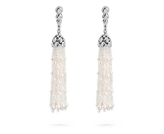 Серьги-кисти в серебре из жемчуга 2-5 мм (жемчуг 2-5 мм, Ag - 3,4 гр)