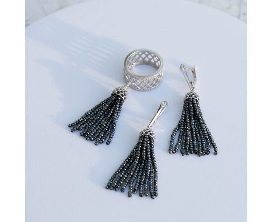 Серьги-кисти из марказита короткие