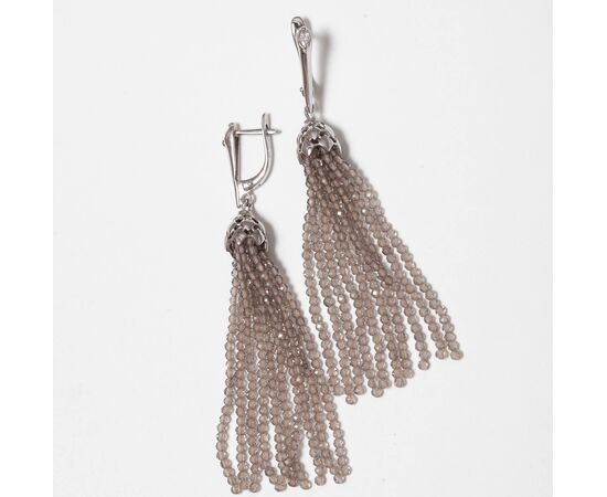 Серьги-кисти из раухтопаза короткие