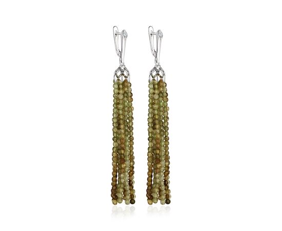 Серьги-кисти из зеленого граната короткие