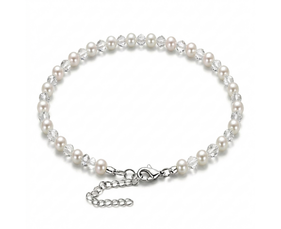 Браслет из топаза и жемчуга 3 мм