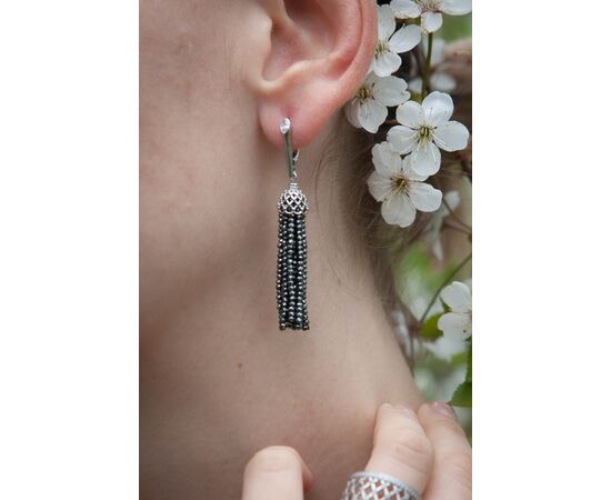 Серьги-кисти из марказита короткие