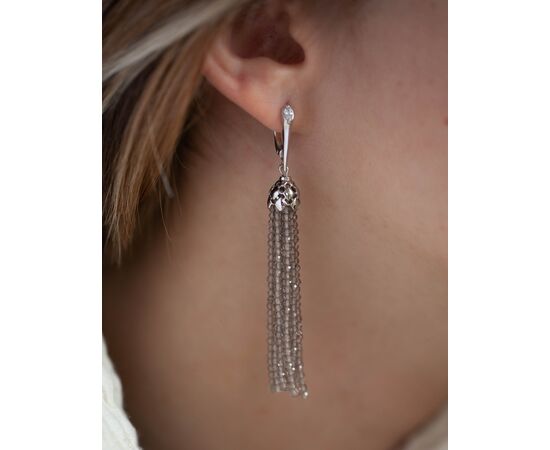 Серьги-кисти из раухтопаза короткие