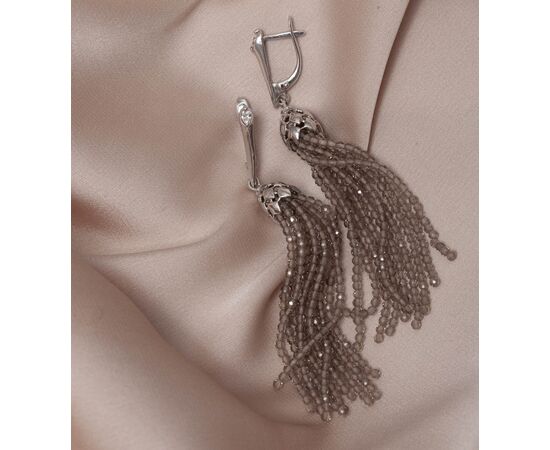 Серьги-кисти из раухтопаза короткие