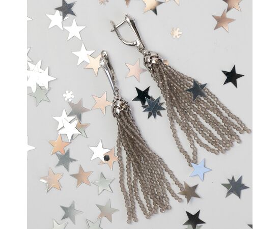 Серьги-кисти из раухтопаза короткие