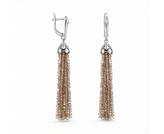 Серьги-кисти из раухтопаза короткие